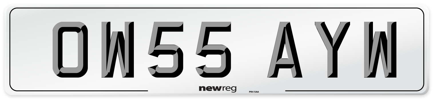 OW55 AYW Number Plate from New Reg